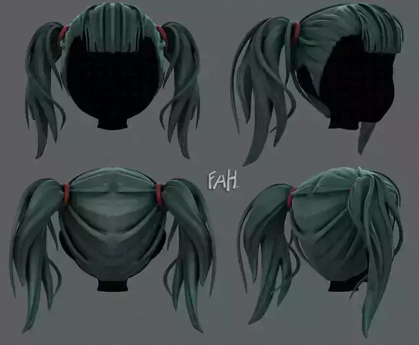 3D Hair style for girl V25 Low-poly 3D model