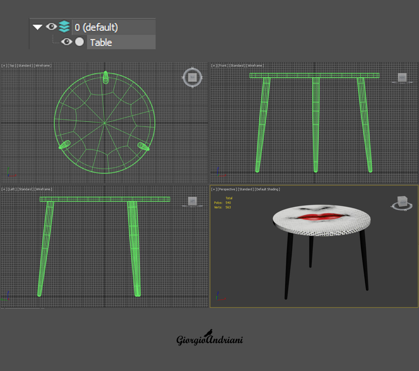 Set Table with lips Low-poly 3D model_6
