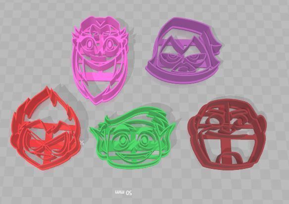 Teens Titans Go 5 Piece Set of Cookie Cutters Cortantes 3D print model_1