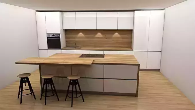 kitchen with island 3d model