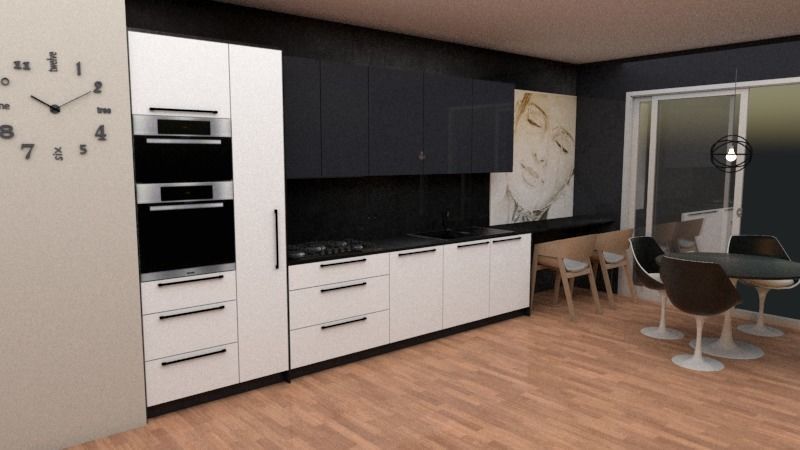 modern kitchen in black and white 3d model Low-poly 3D model_3