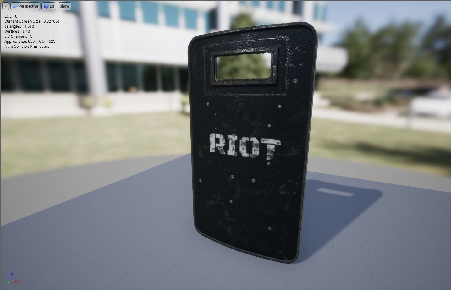 Damaged Riot Shield Low-poly 3D model_3