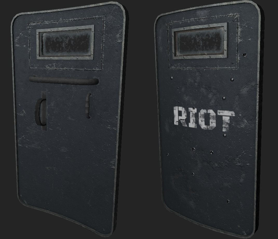 Damaged Riot Shield Low-poly 3D model_1