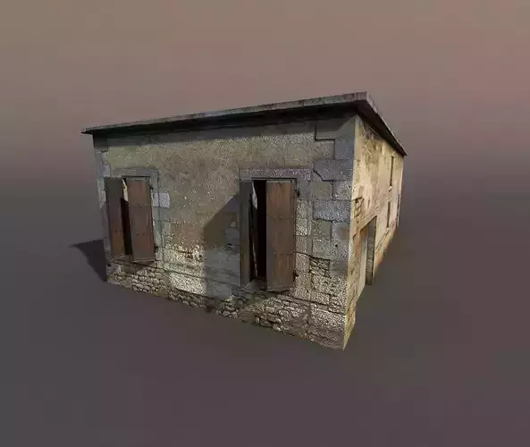 Derelict house low poly 75