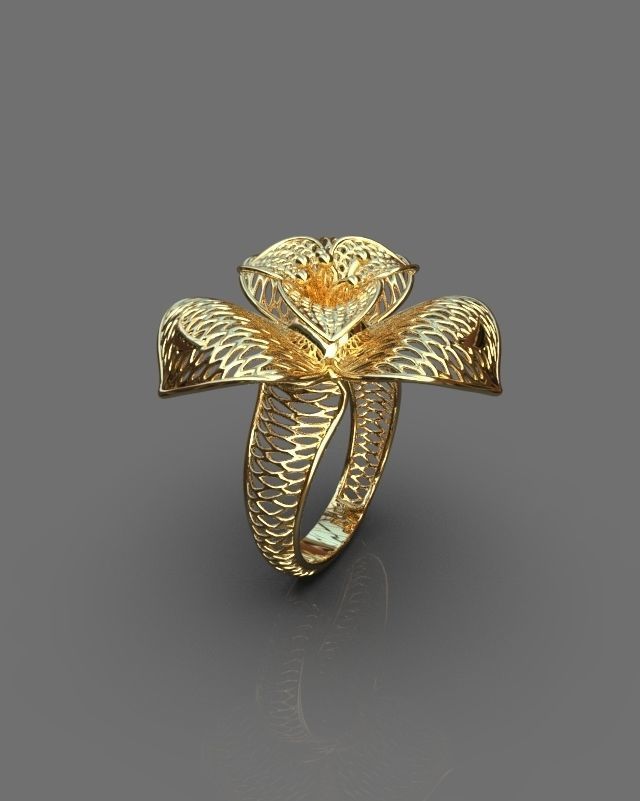 Floral ring 3D print model_9