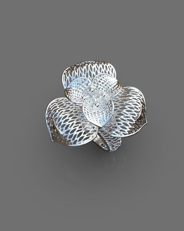 Floral ring 3D print model_15
