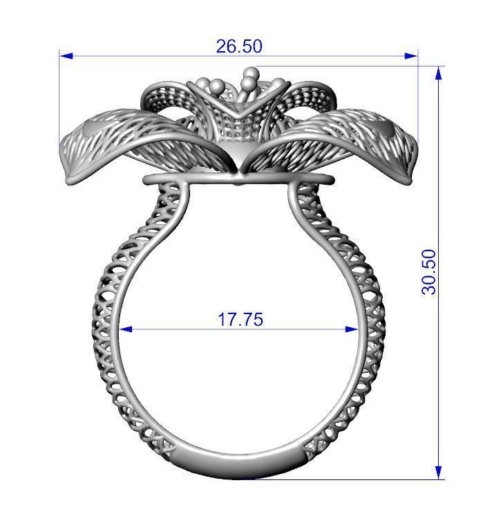 Floral ring 3D print model_17