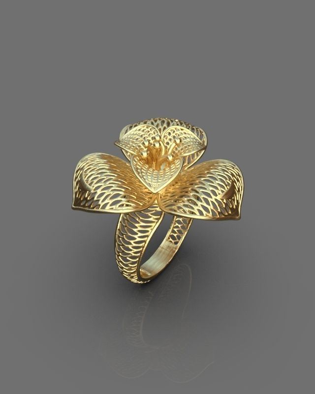 Floral ring 3D print model_12