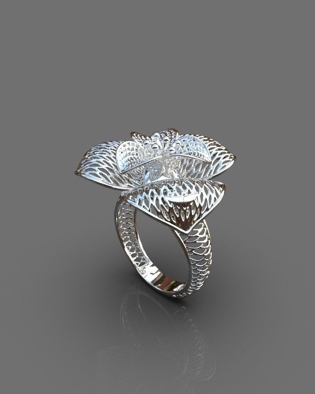 Floral ring 3D print model_13