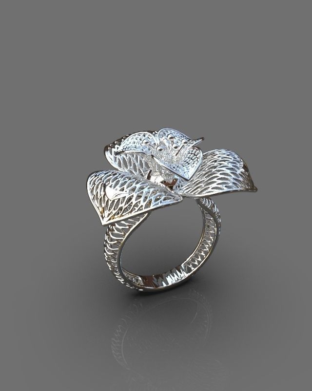 Floral ring 3D print model_14