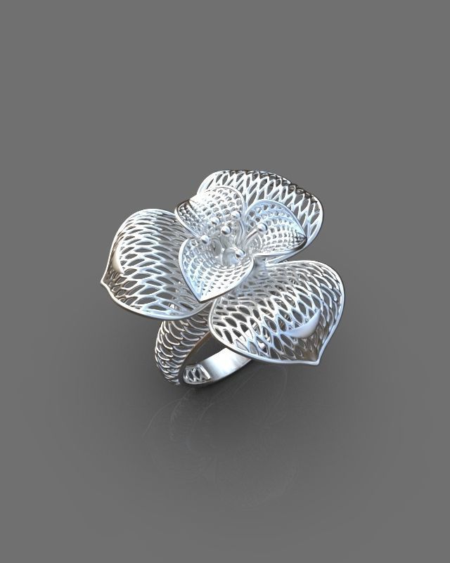 Floral ring 3D print model_16