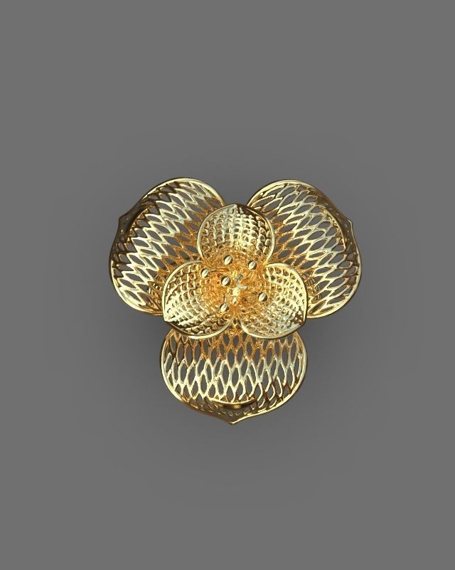 Floral ring 3D print model_11