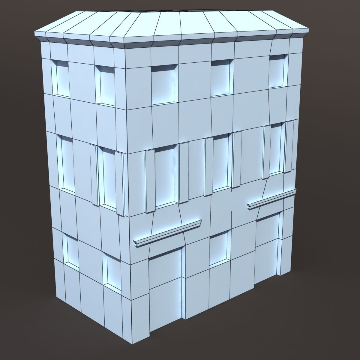 Apartment Building Venice Low Poly 144 3D model_4