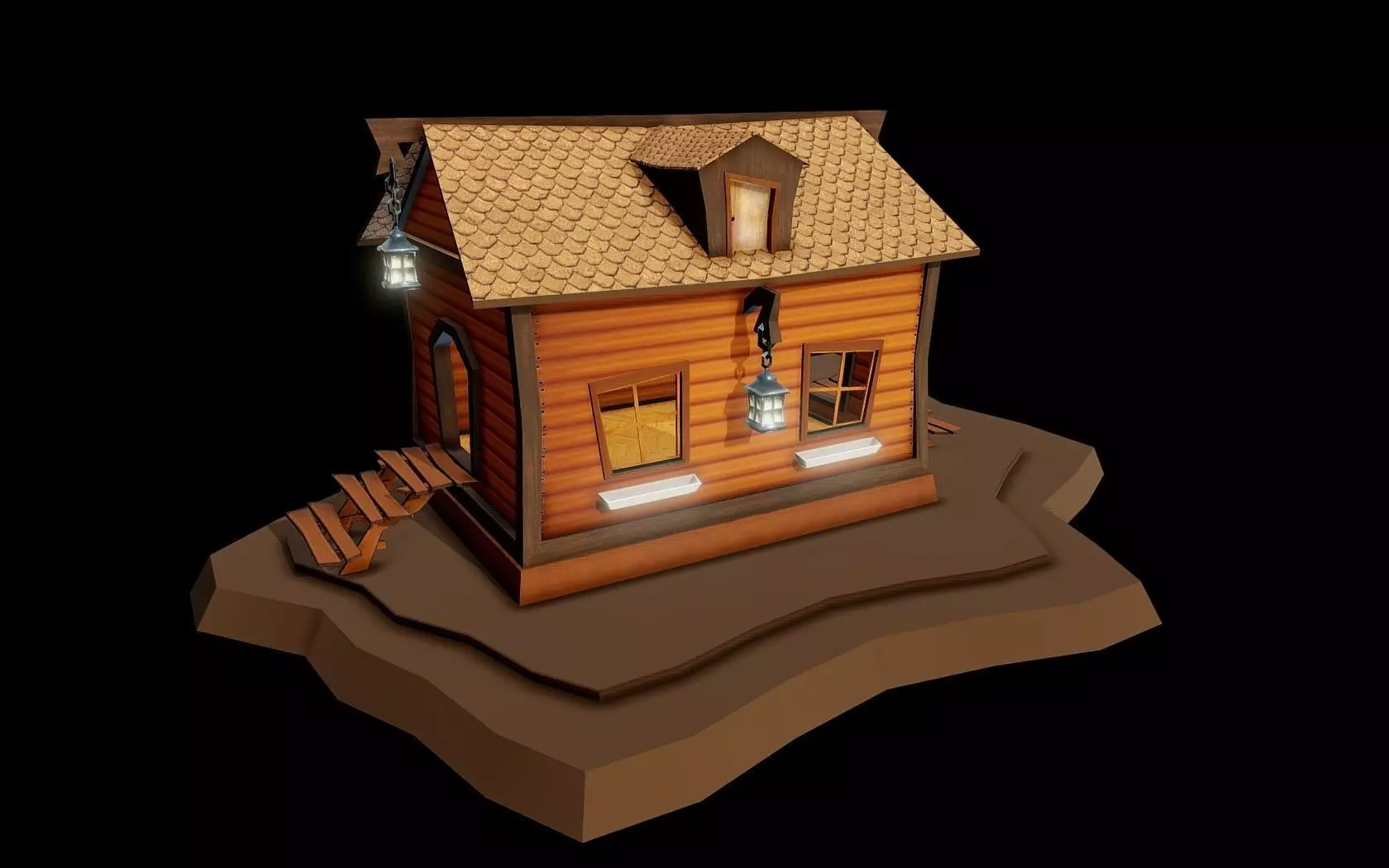 Small fairy tale house Low-poly 3D model_0