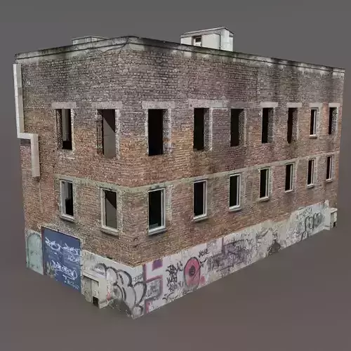 Old Factory Ruin Low Poly 137 3D model