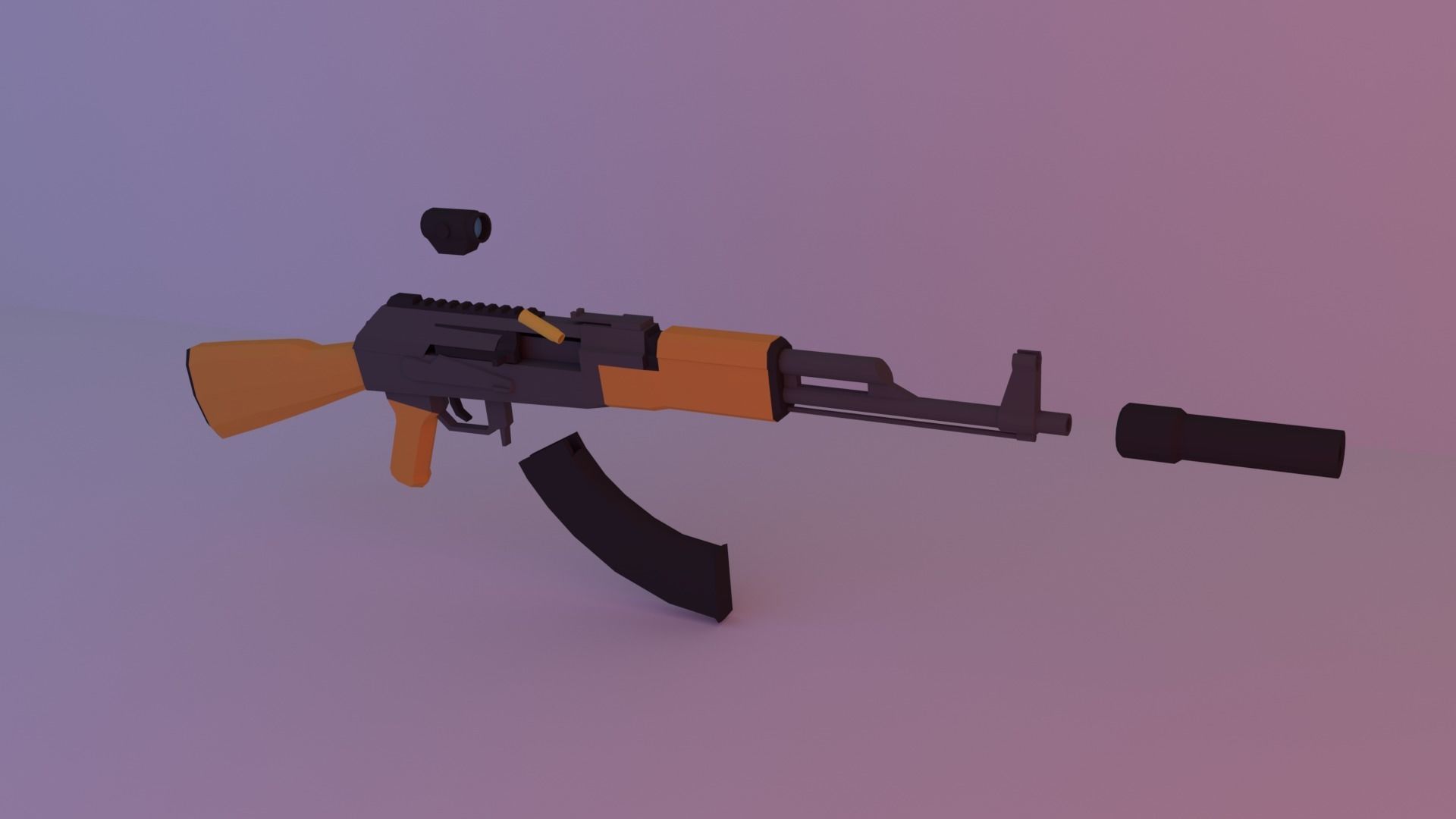  AK 47 low poly Free low-poly 3D model_1