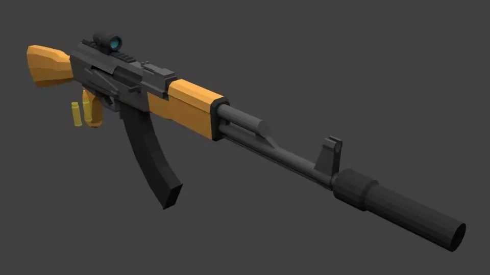  AK 47 low poly Free low-poly 3D model_0