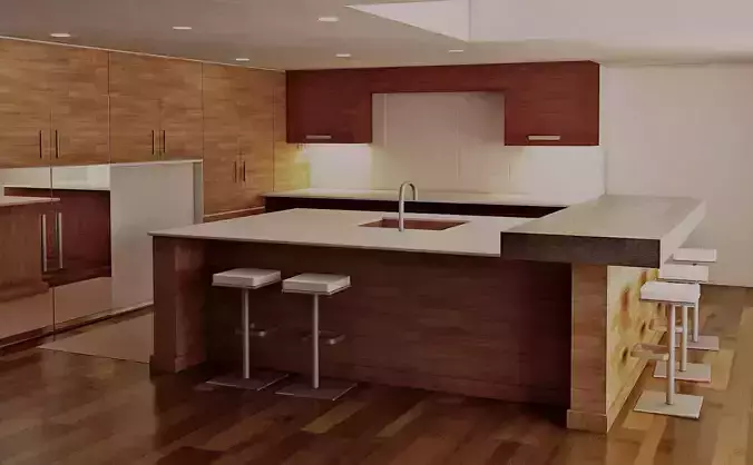 kitchen with wooden cabinets and counter tops