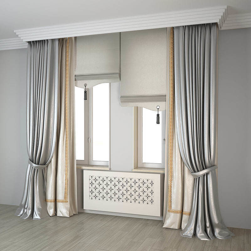 Curtains Collection curtain with gold trim 3D model_18