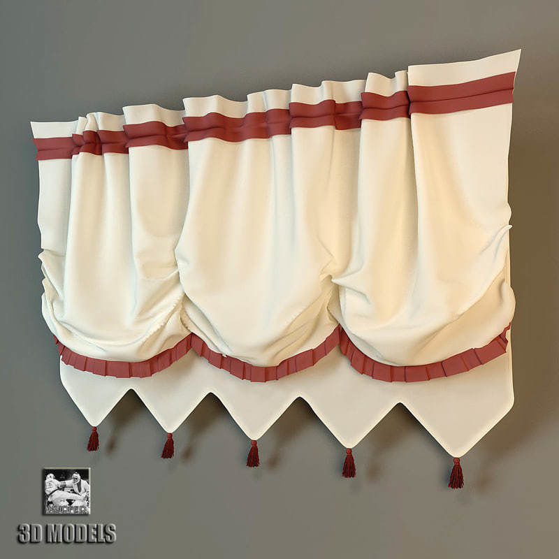 Curtains Collection curtain with gold trim 3D model_4