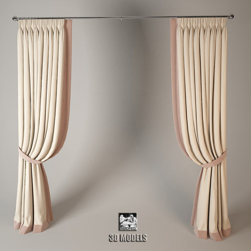 Curtains Collection curtain with gold trim 3D model_7