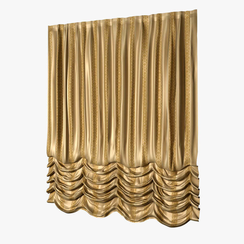 Curtains Collection curtain with gold trim 3D model_16