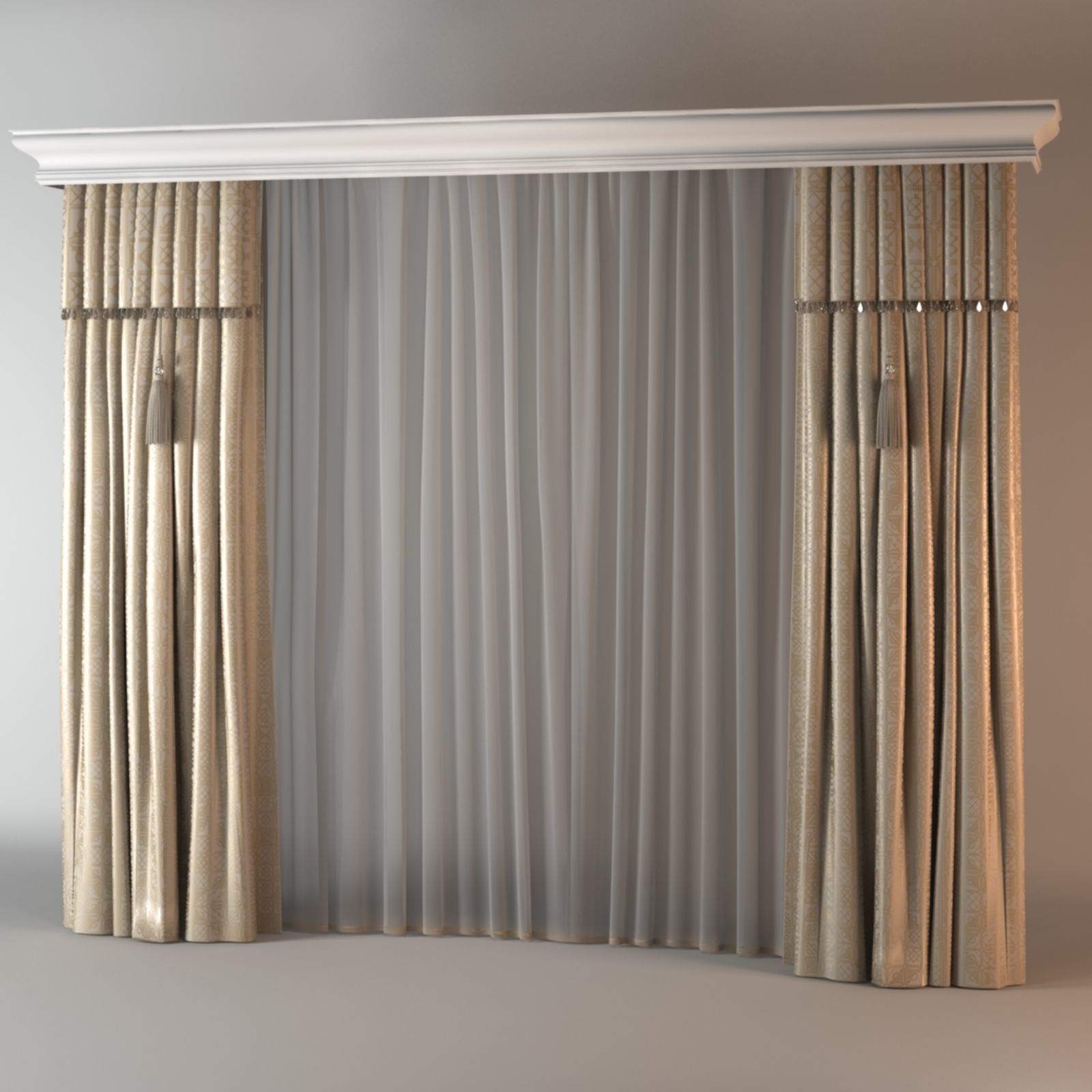 Curtains Collection curtain with gold trim 3D model_9