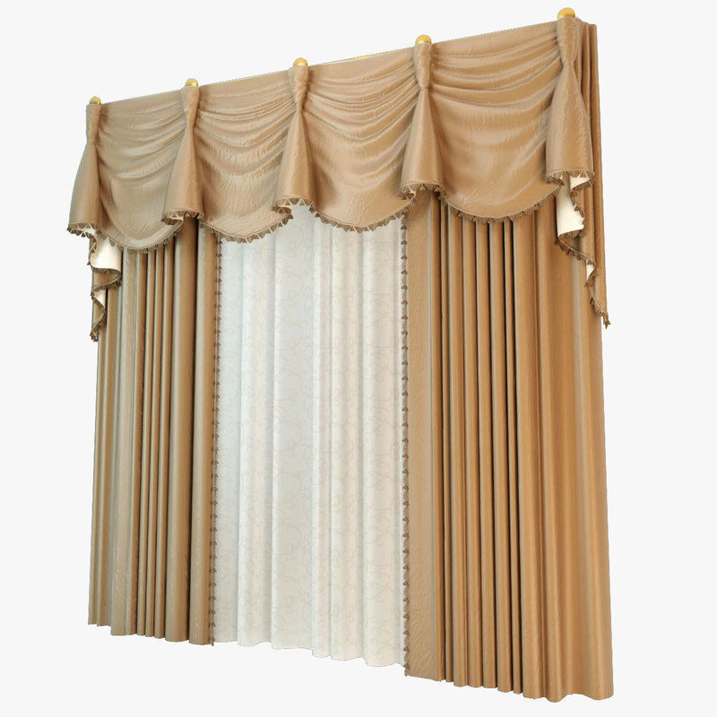 Curtains Collection curtain with gold trim 3D model_12