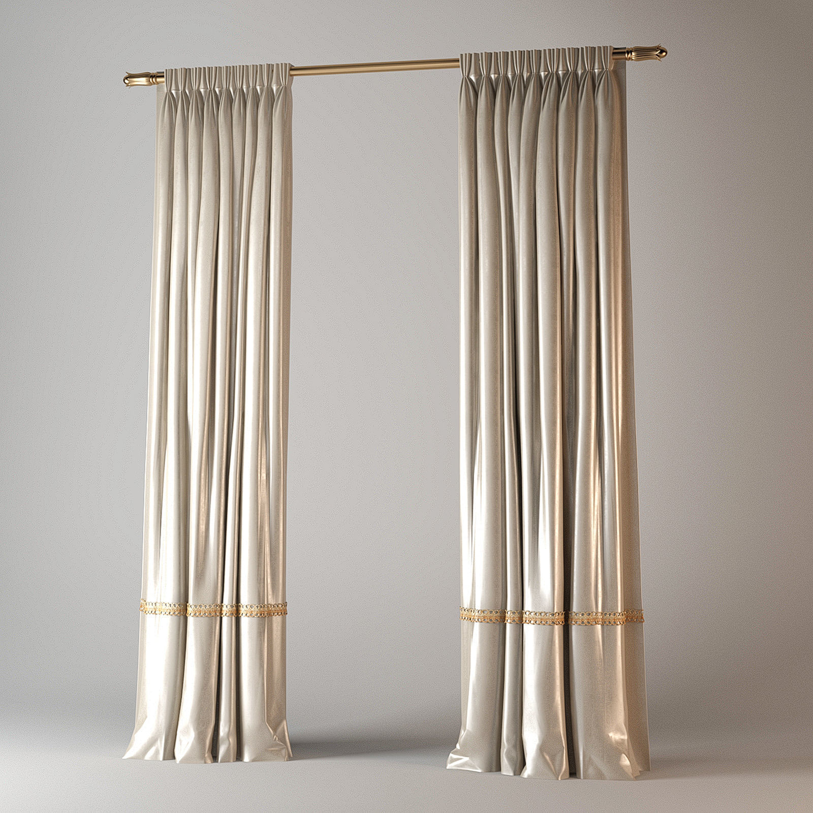 Curtains Collection curtain with gold trim 3D model_17