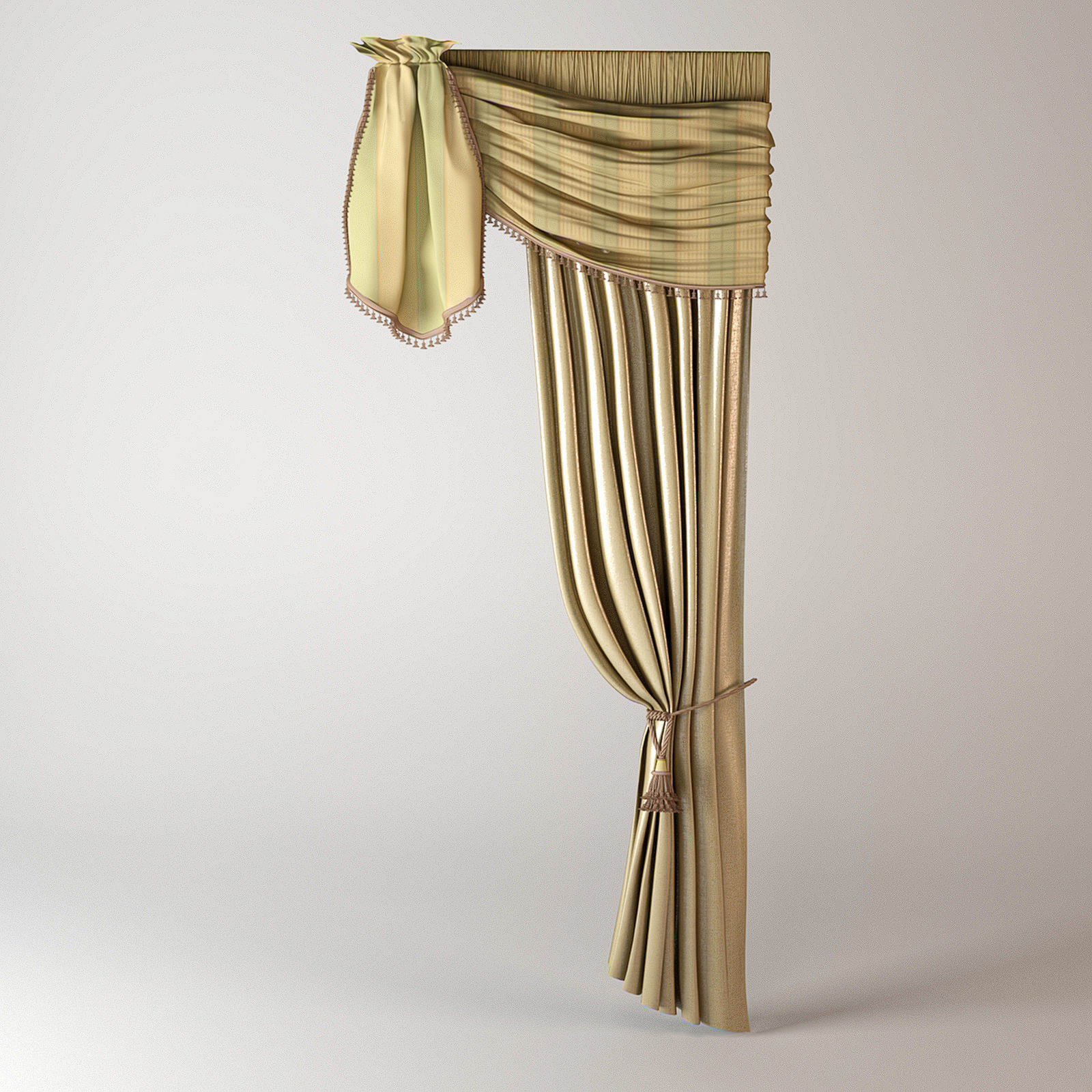 Curtains Collection curtain with gold trim 3D model_15
