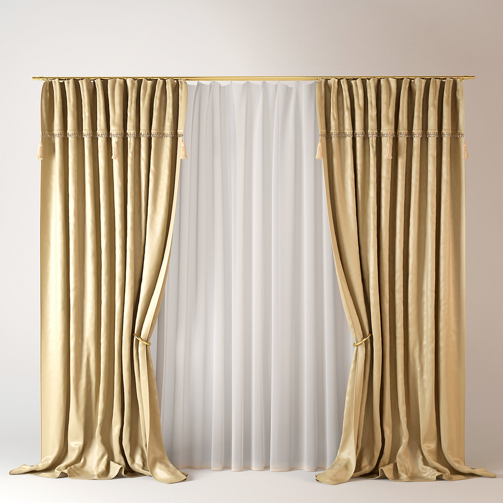 Curtains Collection curtain with gold trim 3D model_19