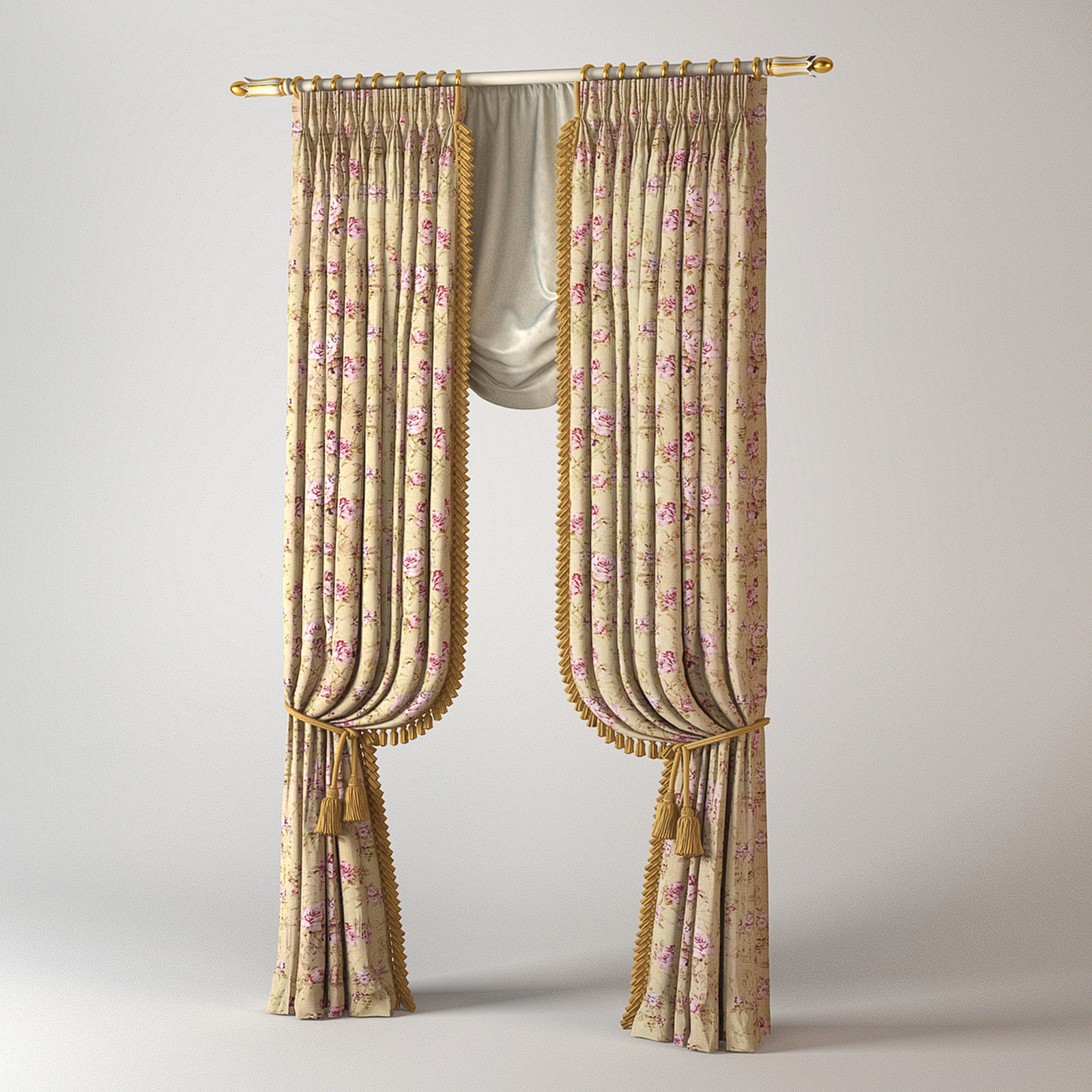 Curtains Collection curtain with gold trim 3D model_14