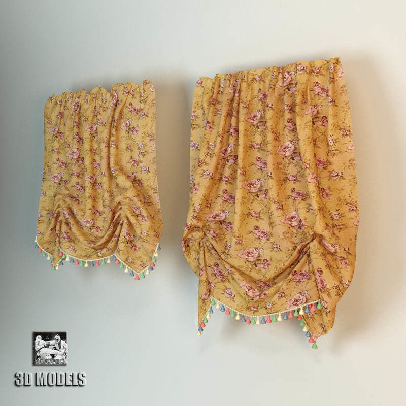 Curtains Collection curtain with gold trim 3D model_8