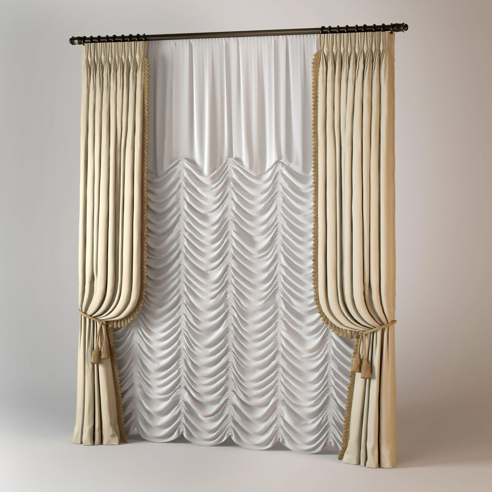 Curtains Collection curtain with gold trim 3D model_5