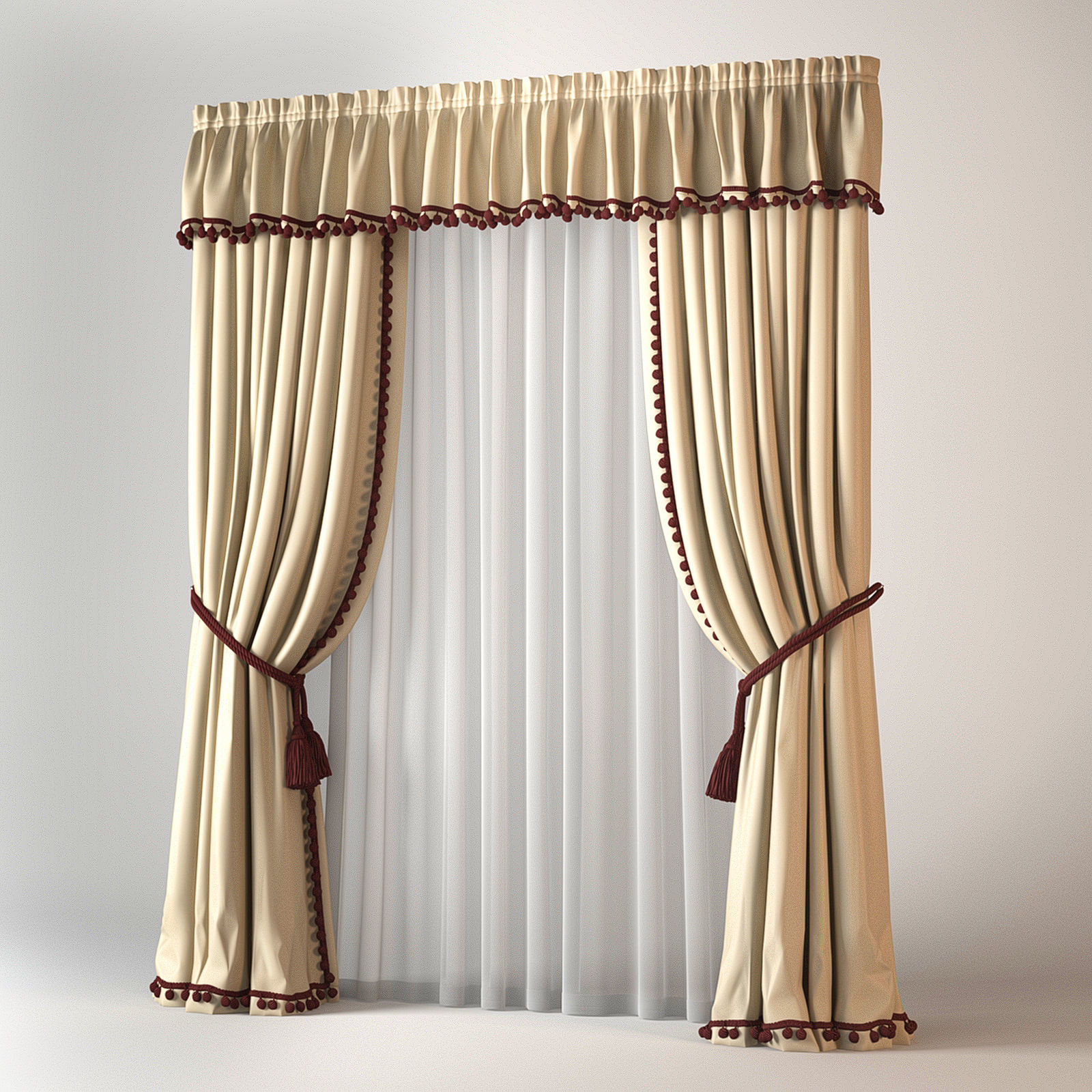 Curtains Collection curtain with gold trim 3D model_10