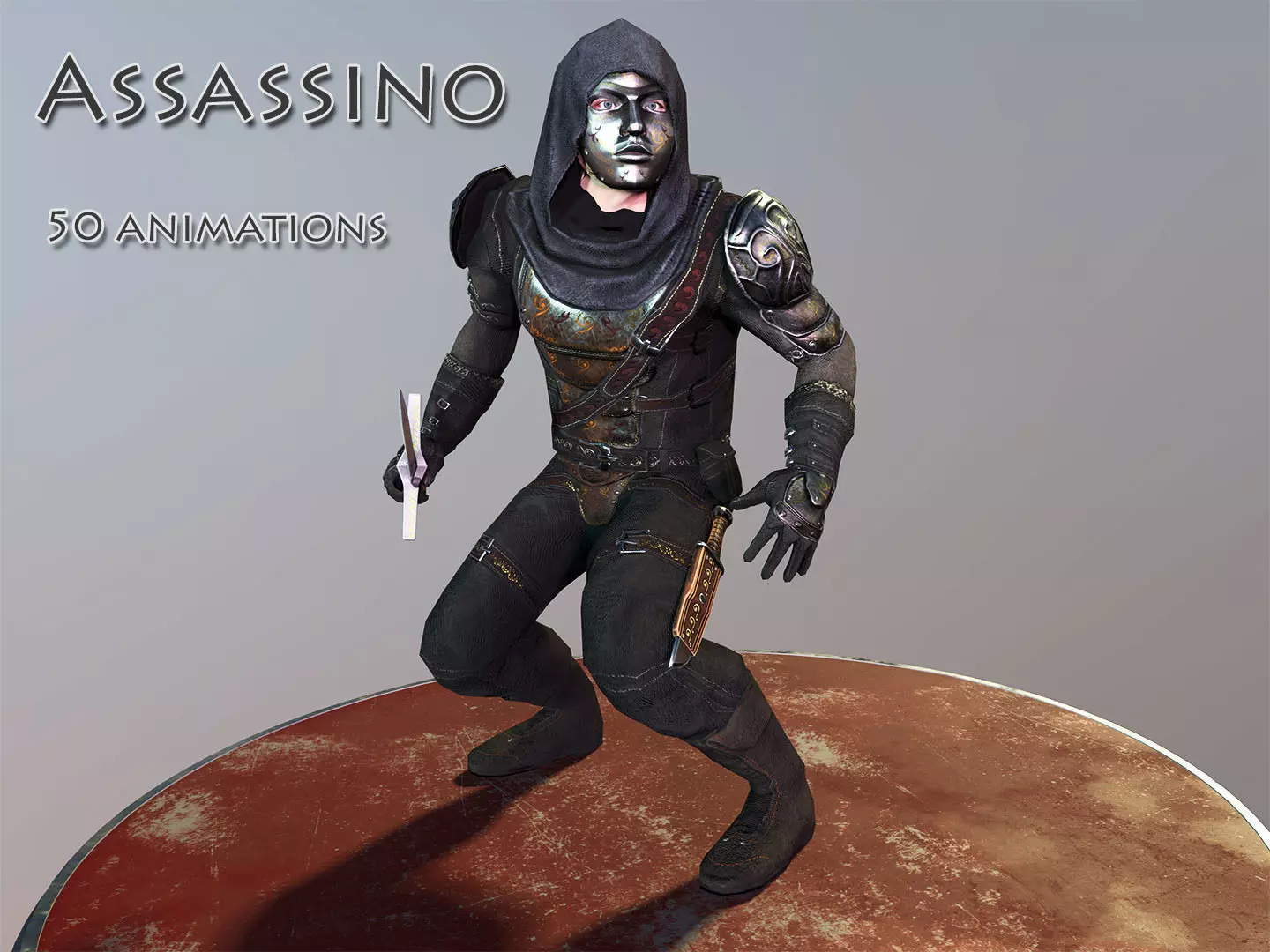 Assassino man Low-poly 3D model
