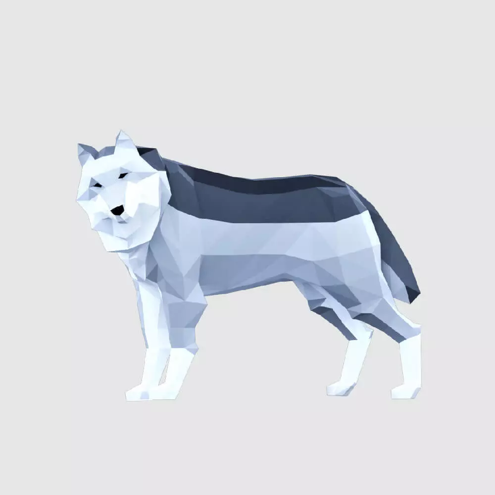 Wolves polygonal wolf Low-poly 3D model_0