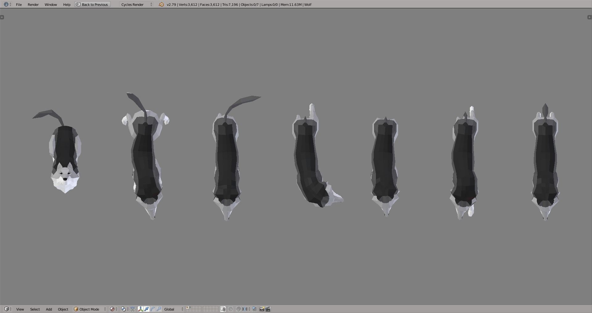 Wolves polygonal wolf Low-poly 3D model_7