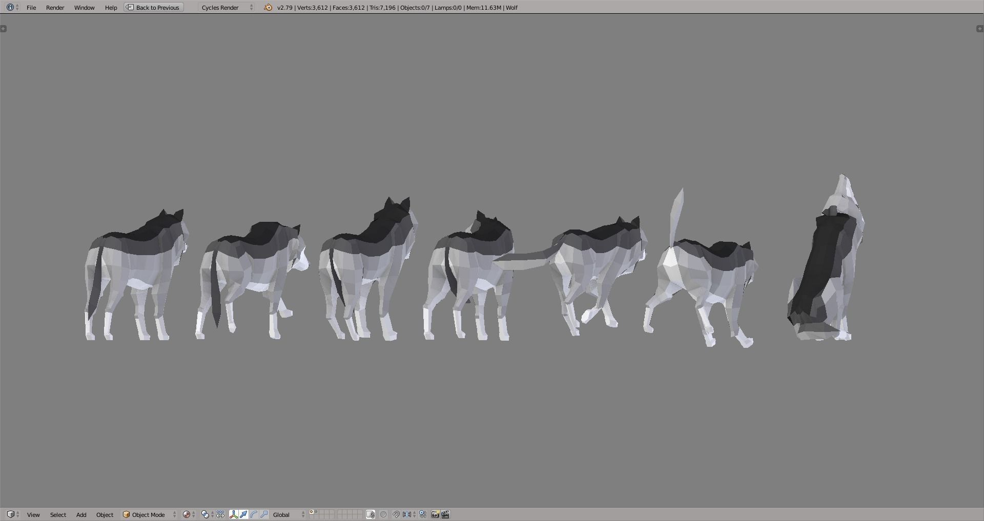 Wolves polygonal wolf Low-poly 3D model_4
