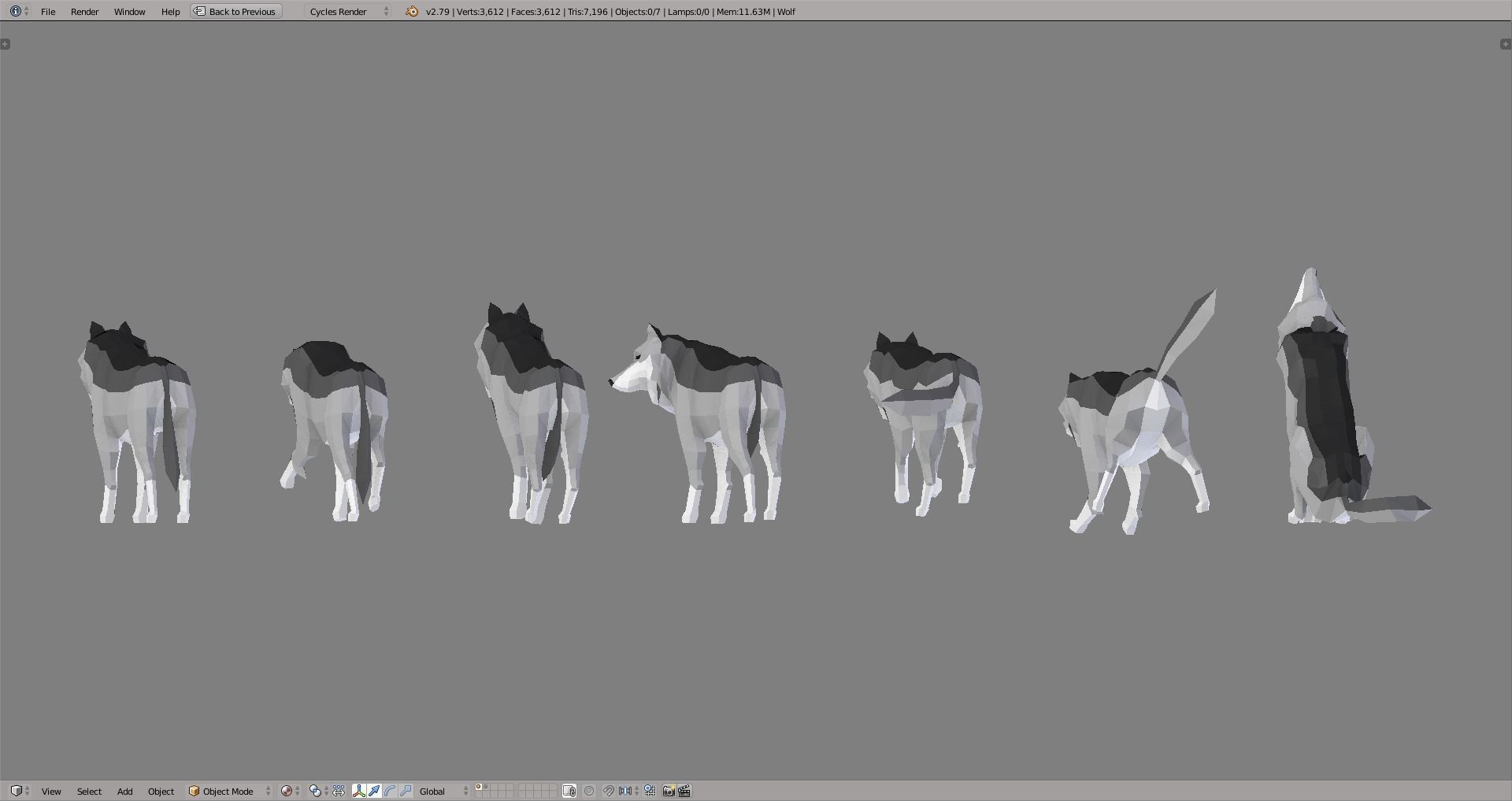 Wolves polygonal wolf Low-poly 3D model_5