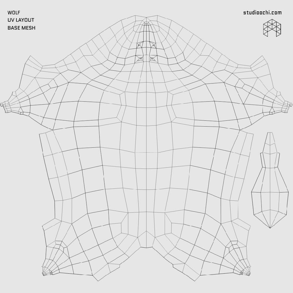 Wolves polygonal wolf Low-poly 3D model_8