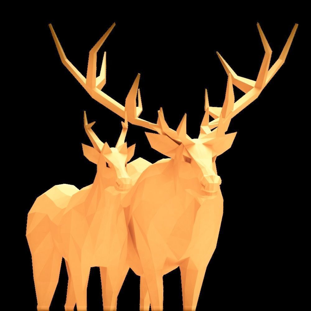 Reindeers polygonal elk and deer Low-poly 3D model_8