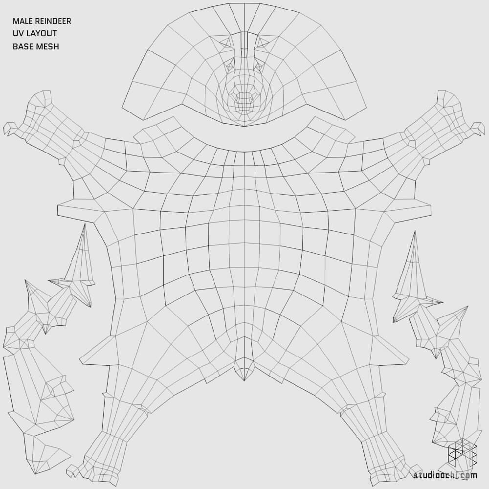 Reindeers polygonal elk and deer Low-poly 3D model_10