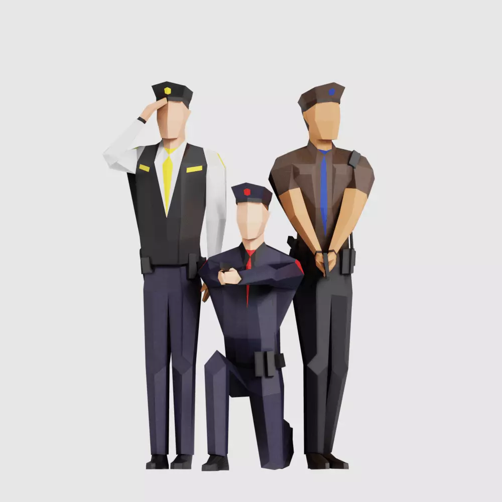 Police Men Low-poly 3D model