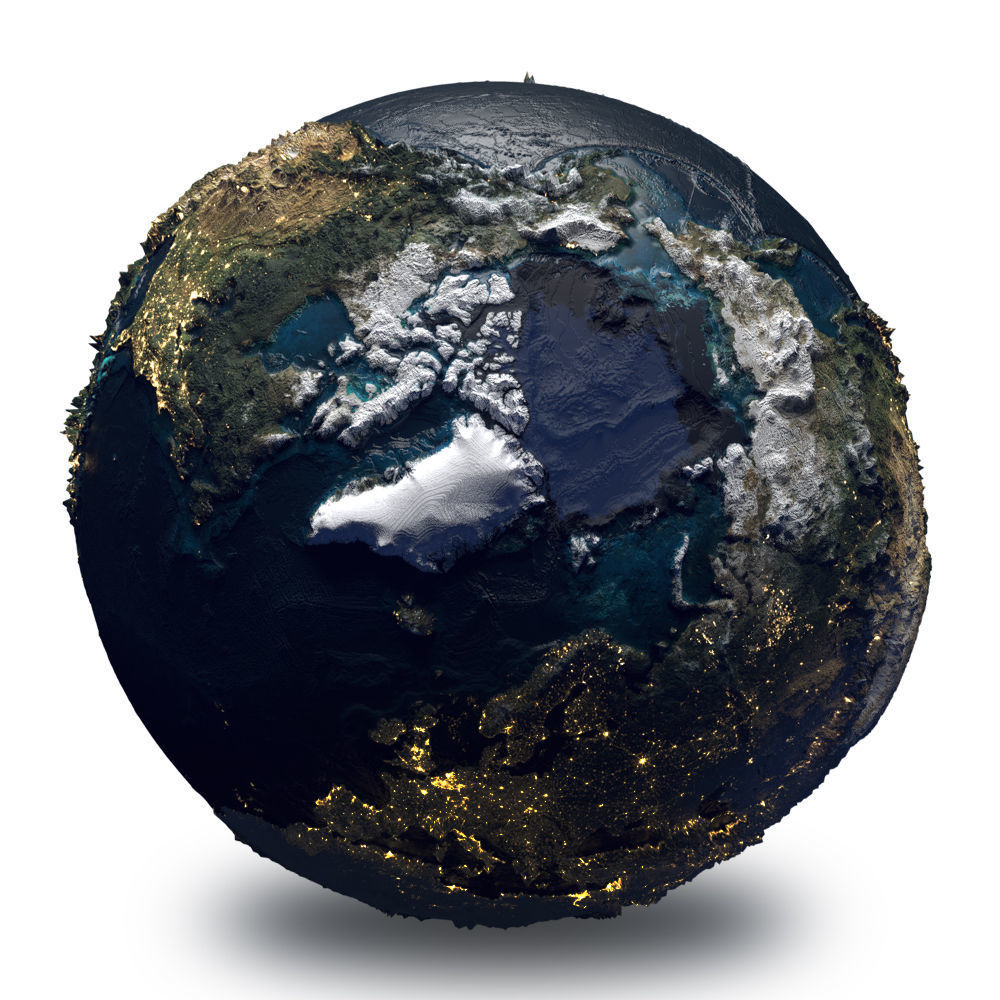 Planet Earth with NASA Height Maps and Improved Textures 3D model_6