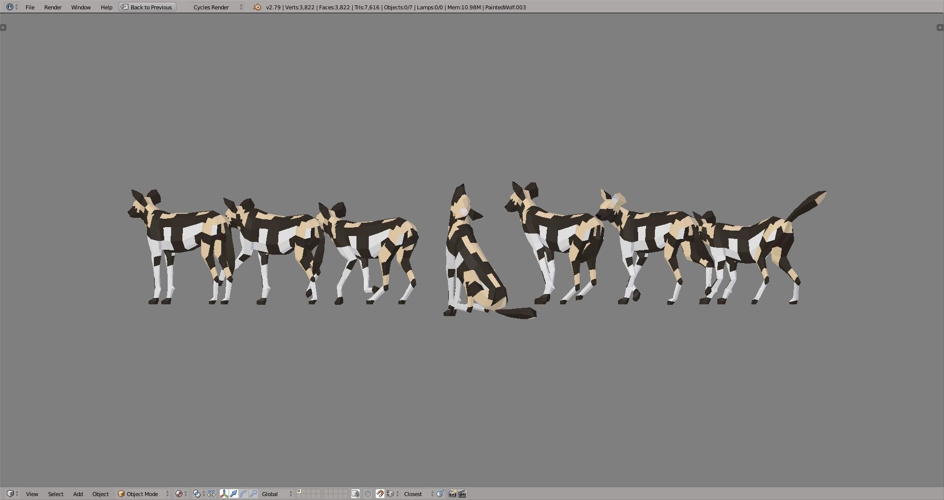 Painted Wolves Low-poly 3D model_6