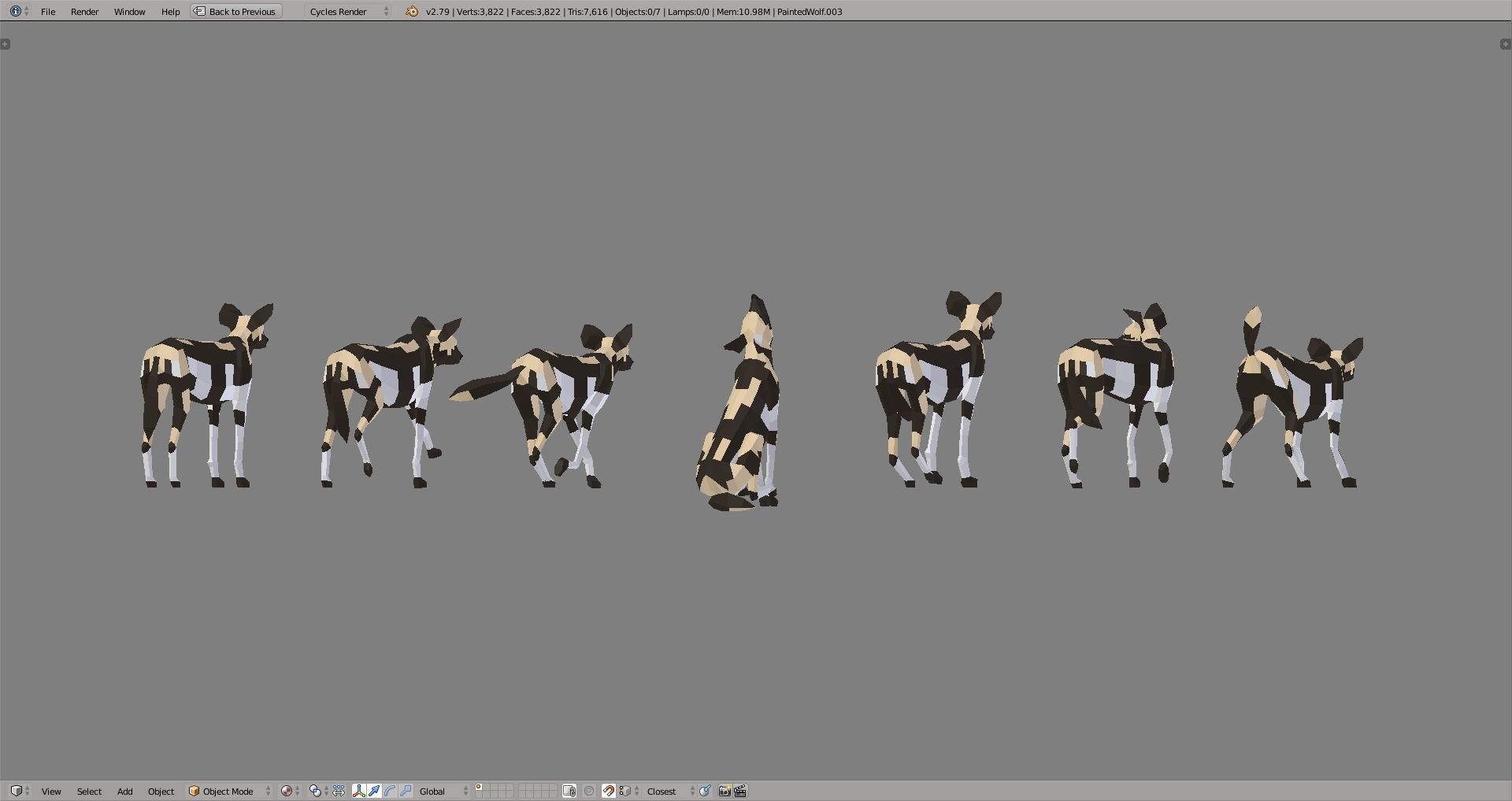Painted Wolves Low-poly 3D model_5