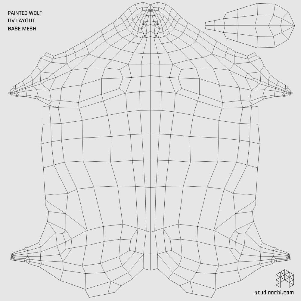 Painted Wolves Low-poly 3D model_8