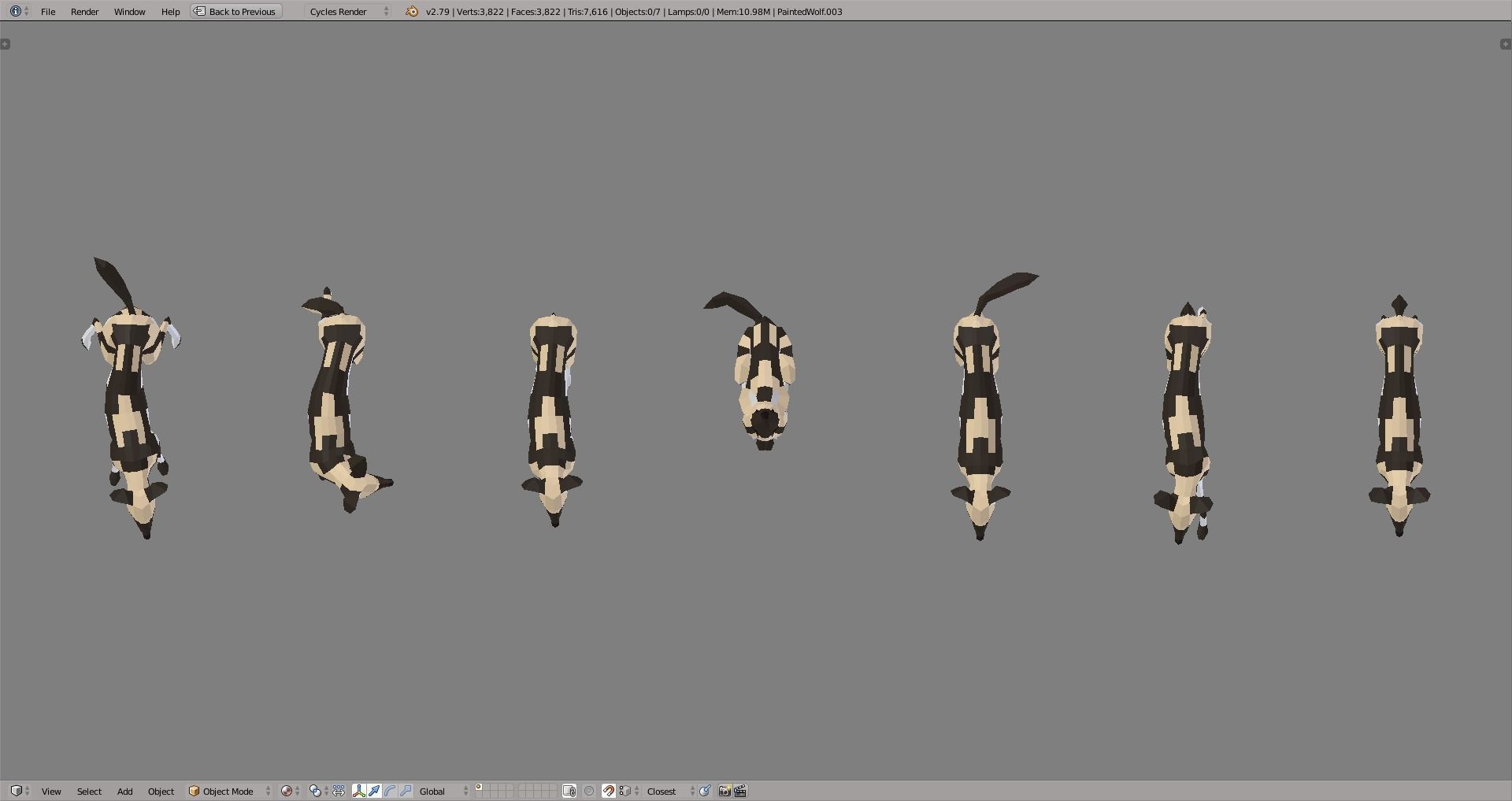 Painted Wolves Low-poly 3D model_3