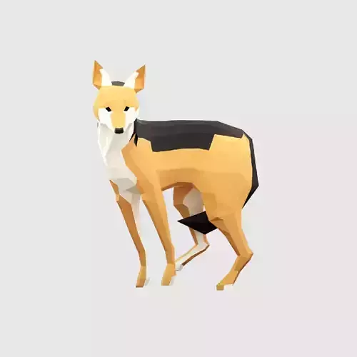 Jackals polygonal wolf Low-poly 3D model